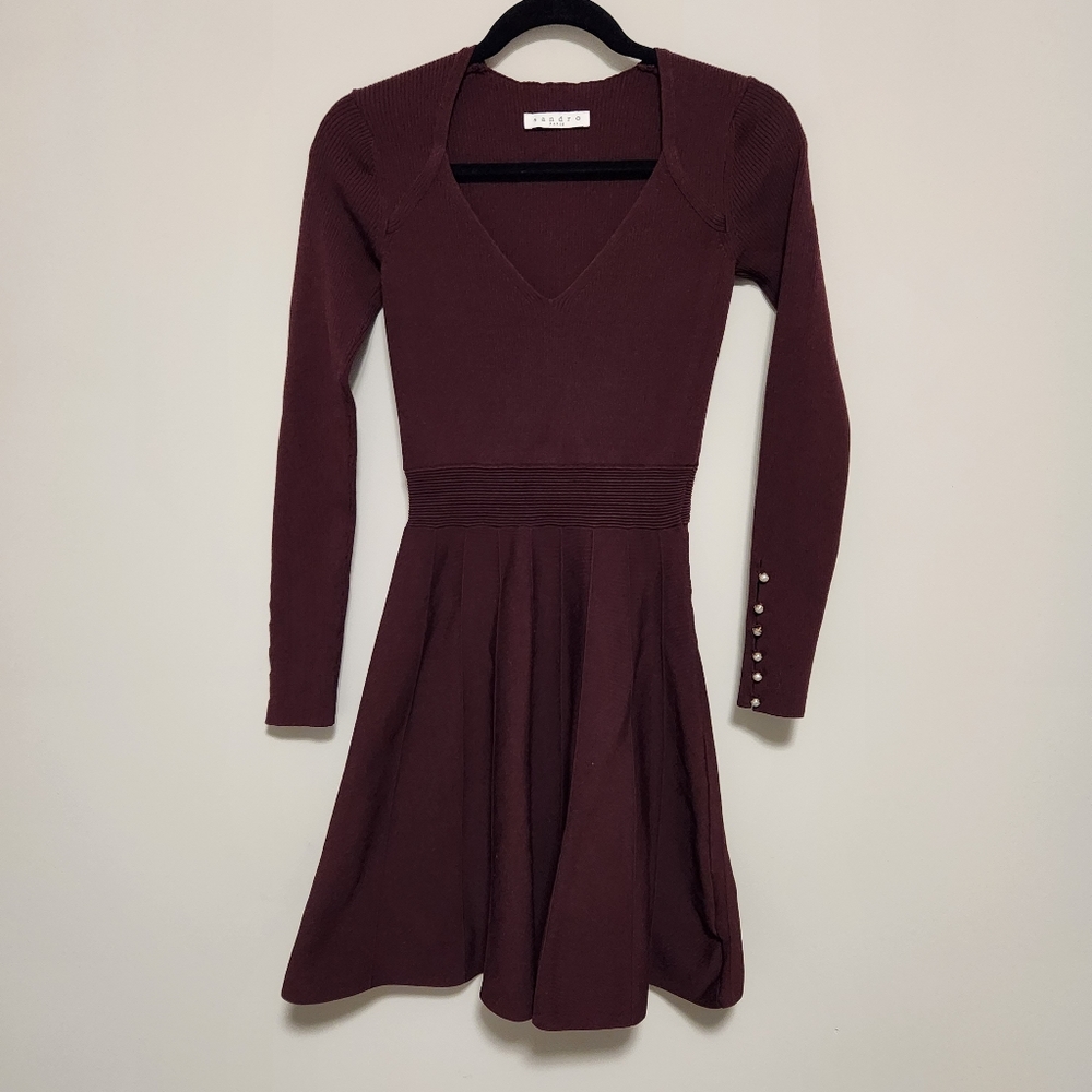 NWOT Sandro Paris Oxblood Dress Size Small